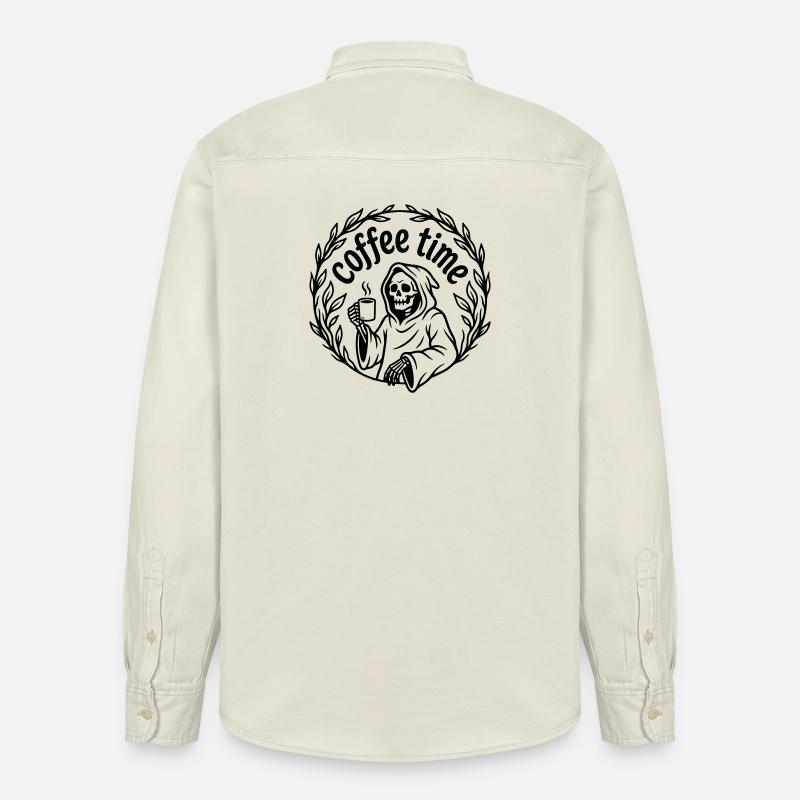 Kaffeezeit - Relaxed Fit Unisex Organic Hemd von Stanley/Stella - Natur
