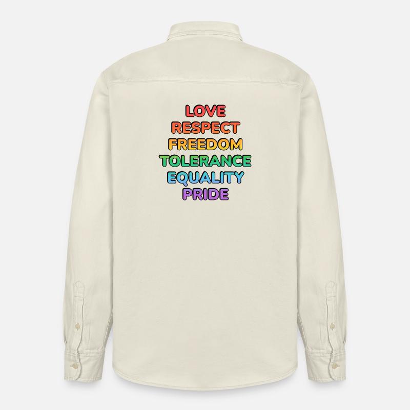 Pride Values Regenbogentext - Relaxed Fit Unisex Organic Hemd von Stanley/Stella - Natur