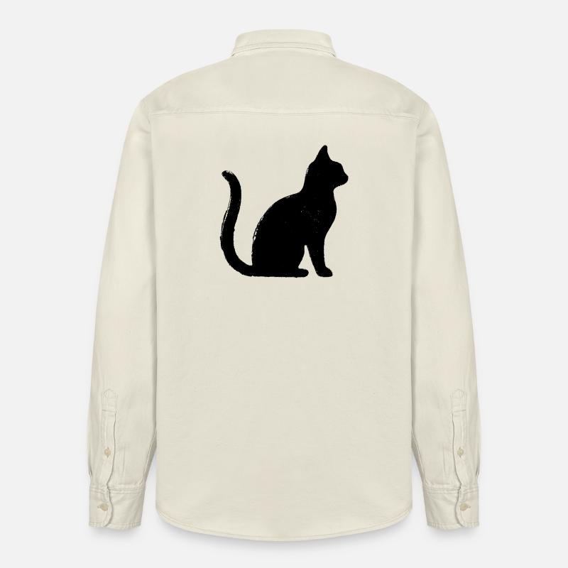 Chat - Silhouette NOIR - Chemise unisexe coupe décontractée bio Stanley/Stella - écru doux