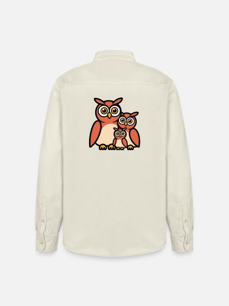 Owl family - Relaxed Fit Unisex Organic Shirt by Stanley/Stella - soft Ecru