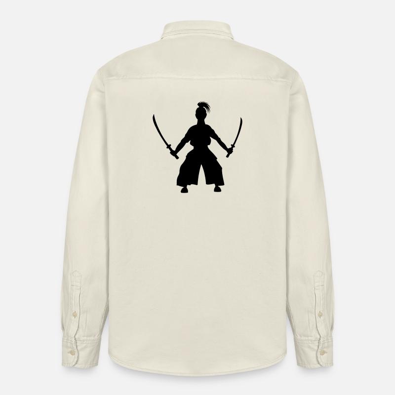 Épéiste japonais debout 2 épées - Chemise unisexe coupe décontractée bio Stanley/Stella - écru doux