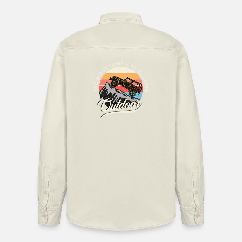 Defender Adventure Camping Retro - Relaxed Fit Unisex Organic Hemd von Stanley/Stella - Natur
