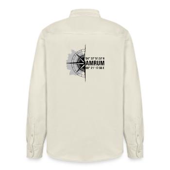 Halbierter Amrum schwarz - Relaxed Fit Unisex Organic Hemd von Stanley/Stella - Natur - Hinten - AI Model Male 178 light (178cm)