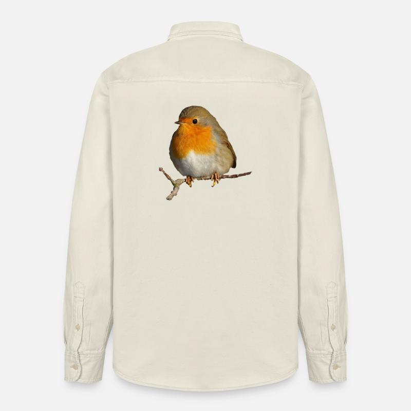 Rotkehlchen auf Ast sitzend - Relaxed Fit Unisex Organic Hemd von Stanley/Stella - Natur