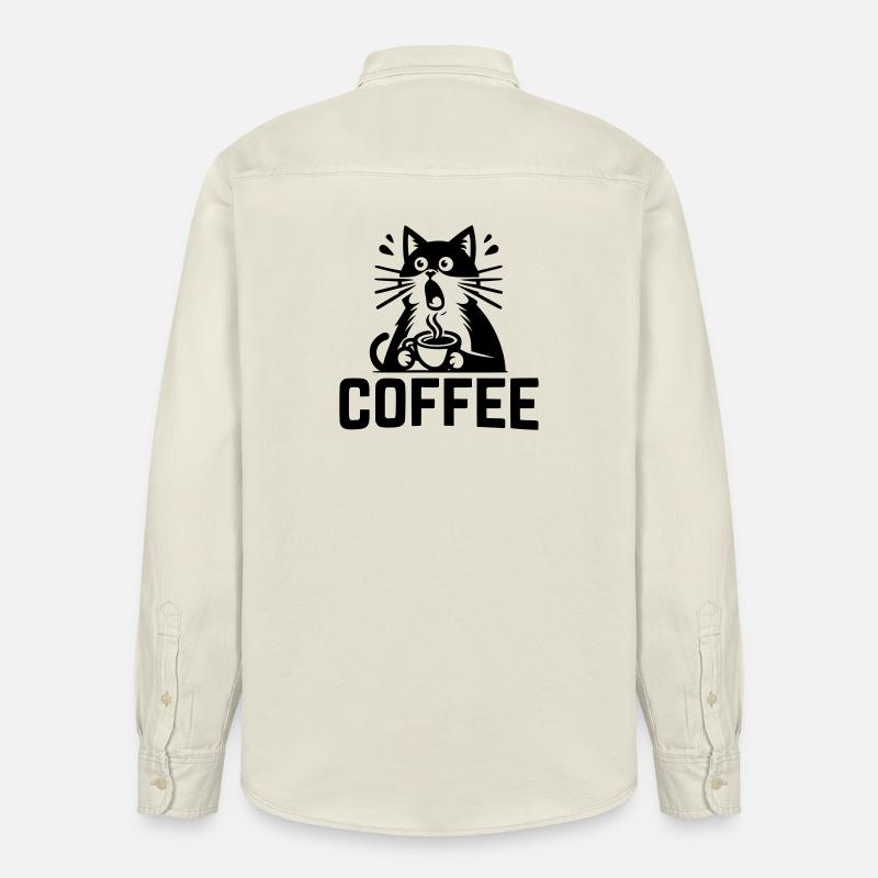 Café pour chat - Chemise unisexe coupe décontractée bio Stanley/Stella - écru doux
