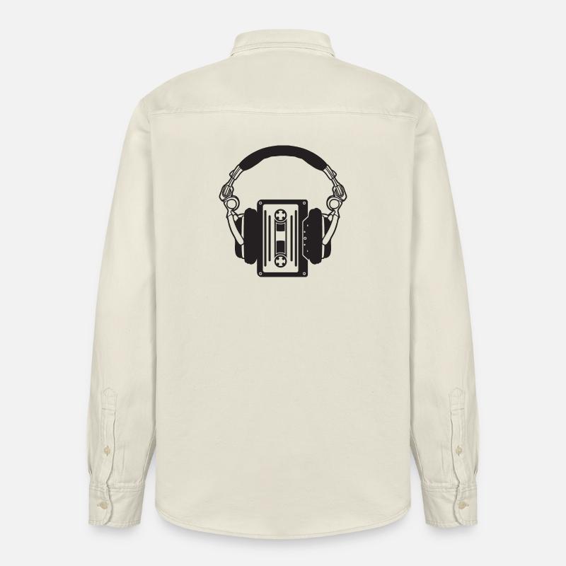 Casque rétro avec cassettes boho - Chemise unisexe coupe décontractée bio Stanley/Stella - écru doux