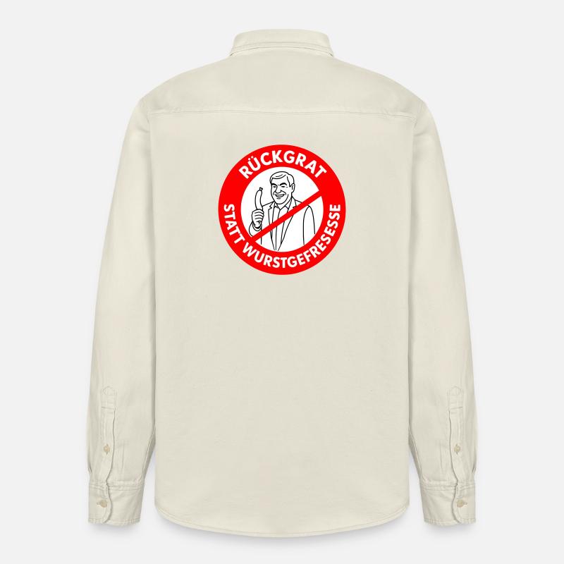 Rückgrat statt Wurstgefresse! Comic-WUNSCHFARBEN  - Relaxed Fit Unisex Organic Hemd von Stanley/Stella - Natur