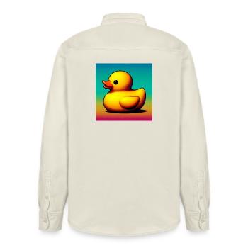 Duckling Duck Duck Duck - Relaxed Fit Unisex Organic Shirt by Stanley/Stella - soft Ecru - Back - AI Model Male 178 light (178cm)