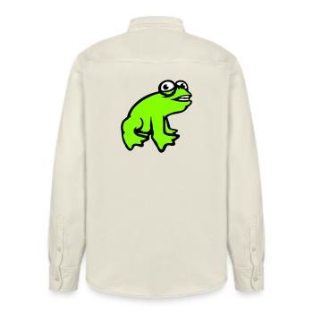 Frosch grinst cool lustig Comic verrückte Kröte - Relaxed Fit Unisex Organic Hemd von Stanley/Stella - Natur - Hinten - AI Model Male 178 light (178cm)