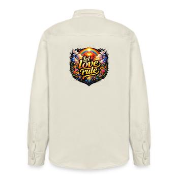 Lass die Liebe herrschen - Relaxed Fit Unisex Organic Hemd von Stanley/Stella - Natur - Hinten - AI Model Male 178 light (178cm)