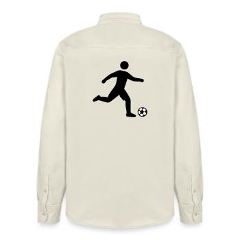 Silhouette du footballeur - Chemise unisexe coupe décontractée bio Stanley/Stella - écru doux - Dos - AI Model Male 178 light (178cm)