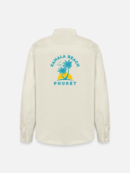 Kamala Beach Phuket Sunset Palm - Relaxed Fit Unisex Organic Shirt by Stanley/Stella - soft Ecru
