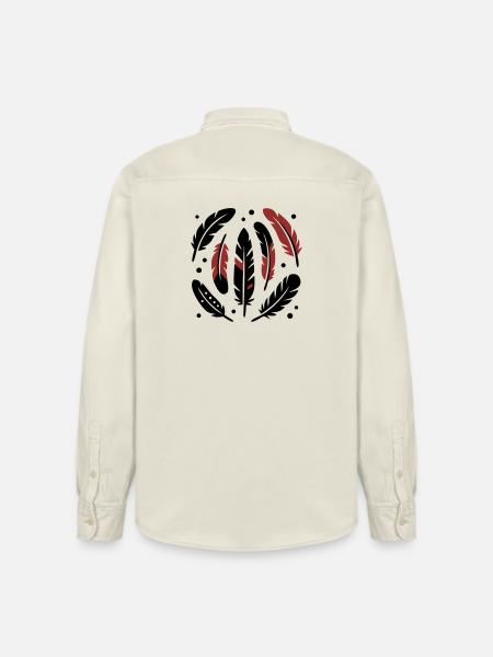 Bird Feathers Circle Logo - Relaxed Fit Unisex Organic Shirt by Stanley/Stella - soft Ecru