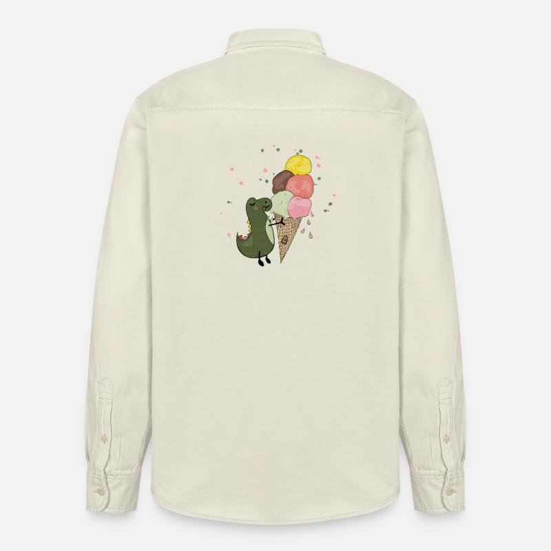 Dino mit Eis - Relaxed Fit Unisex Organic Hemd von Stanley/Stella - Natur