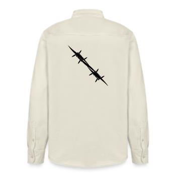 Barbed wire coupling piece - Relaxed Fit Unisex Organic Shirt by Stanley/Stella - soft Ecru - Back - AI Model Male 178 light (178cm)