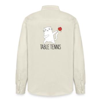 Table Tennis Katze Pingpong Outfit Cat Tischtennis - Relaxed Fit Unisex Organic Hemd von Stanley/Stella - Natur - Hinten - AI Model Male 178 light (178cm)
