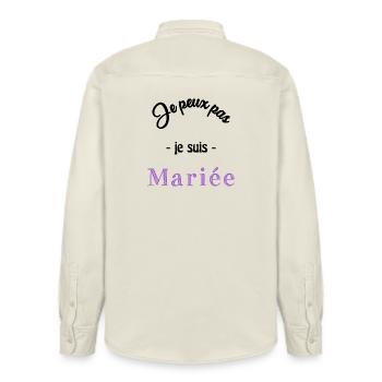 EVJF. MARIEE. TEAM. TEAM MARIEE. FUTURE MARIEE - Chemise unisexe coupe décontractée bio Stanley/Stella - écru doux - Dos - AI Model Male 178 light (178cm)