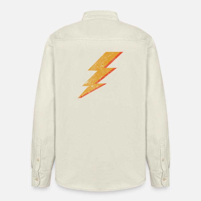 Grunge Style Rot & Gelb Blitz - Relaxed Fit Unisex Organic Hemd von Stanley/Stella - Natur