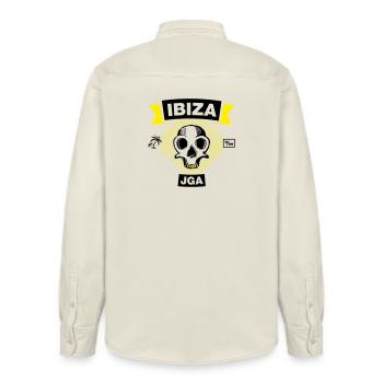 IBIZA – Bachelor Party under Palm Trees - Relaxed Fit Unisex Organic Shirt by Stanley/Stella - soft Ecru - Back - AI Model Male 178 light (178cm)