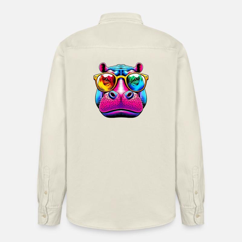 Hippopotame avec lunettes de soleil - Chemise unisexe coupe décontractée bio Stanley/Stella - écru doux