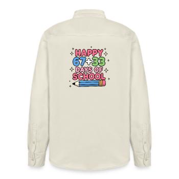 Bonne équation de maths scolaire des 100 jours - Chemise unisexe coupe décontractée bio Stanley/Stella - écru doux - Dos - AI Model Male 178 light (178cm)