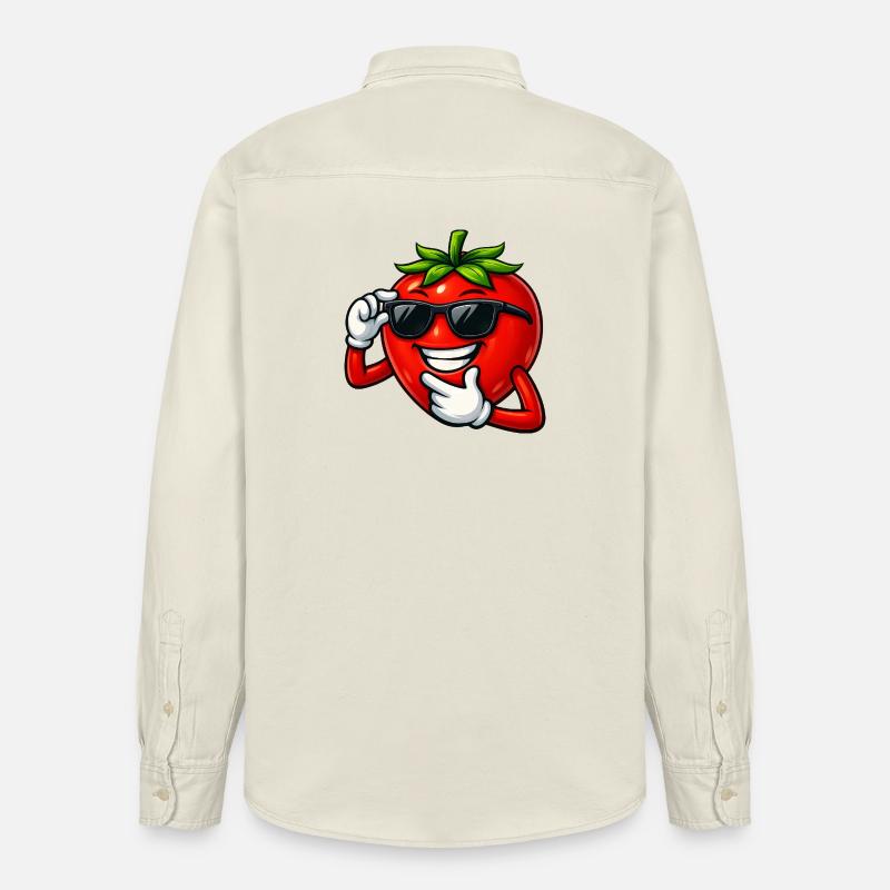 Coole Cartoon Tomate Comic Gemüse Spaß - Relaxed Fit Unisex Organic Hemd von Stanley/Stella - Natur