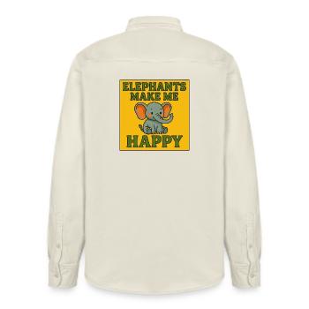 Elefanten machen mich glücklich – süßer Vintage-Elefant - Relaxed Fit Unisex Organic Hemd von Stanley/Stella - Natur - Hinten - AI Model Male 178 light (178cm)
