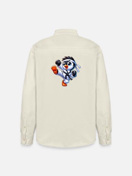 Cute Penguin Karate Kick Martial Arts - Relaxed Fit Unisex Organic Shirt by Stanley/Stella - soft Ecru