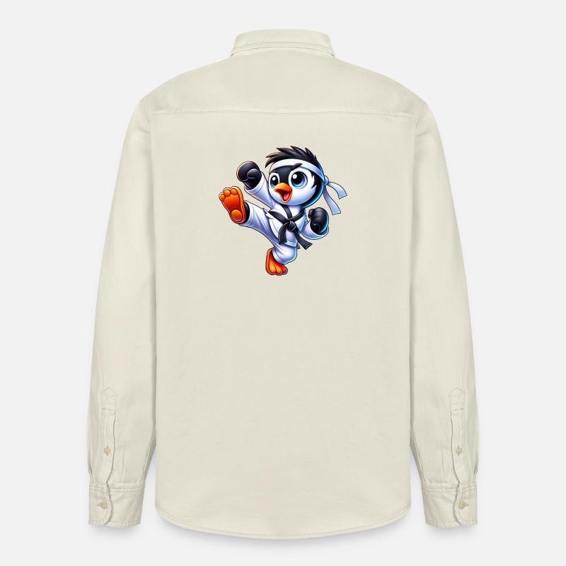 Urocze pingwinowe karate Kick Martial Arts - Ekologiczna koszula robocza unisex Stanley/Stella - delikatne ecru