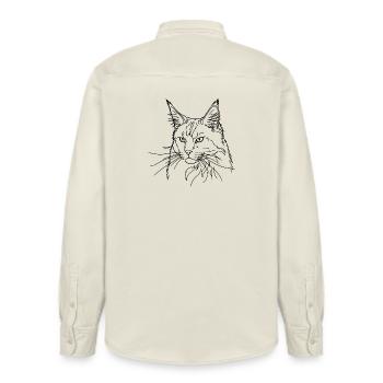 Majestic Maine Coon Minimalist Line Drawing - Relaxed Fit Unisex Organic Hemd von Stanley/Stella - Natur - Hinten - AI Model Male 178 light (178cm)