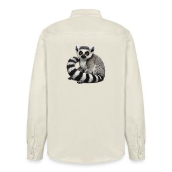 Ring-tailed lemur illustration - Relaxed Fit Unisex Organic Shirt by Stanley/Stella - soft Ecru - Back - AI Model Male 178 light (178cm)