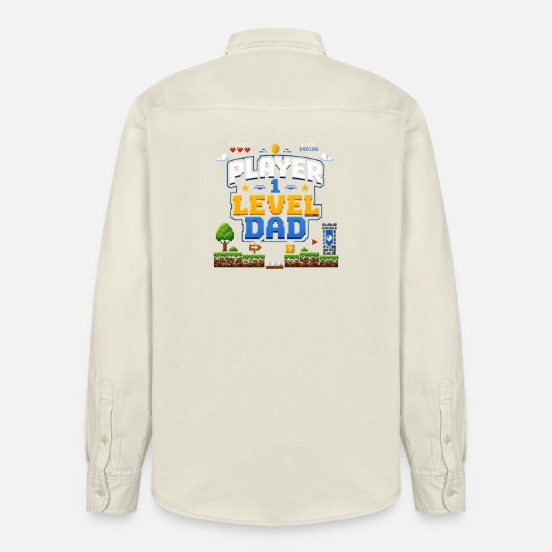Pixellevel Vater: Retro Spielwelt - Relaxed Fit Unisex Organic Hemd von Stanley/Stella - Natur