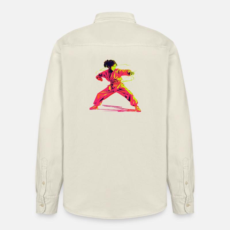 Karate Mädchen Retrowave - Relaxed Fit Unisex Organic Hemd von Stanley/Stella - Natur