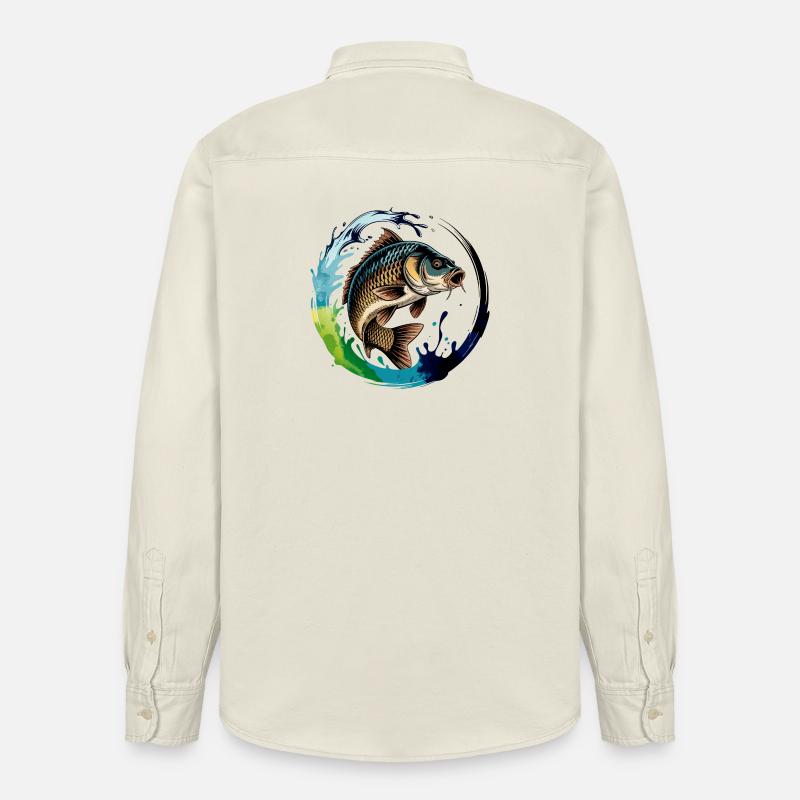 Springender Karpf - Relaxed Fit Unisex Organic Hemd von Stanley/Stella - Natur