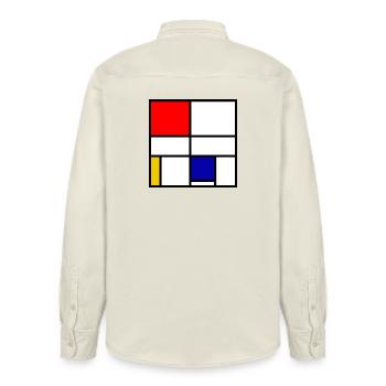 Mondrian 3 - Relaxed Fit Unisex Organic Shirt by Stanley/Stella - soft Ecru - Back - AI Model Male 178 light (178cm)