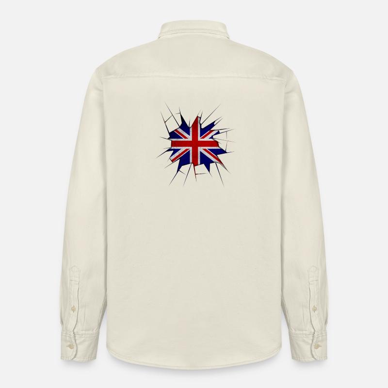 Drapeau Union jack verre brisé - Chemise unisexe coupe décontractée bio Stanley/Stella - écru doux