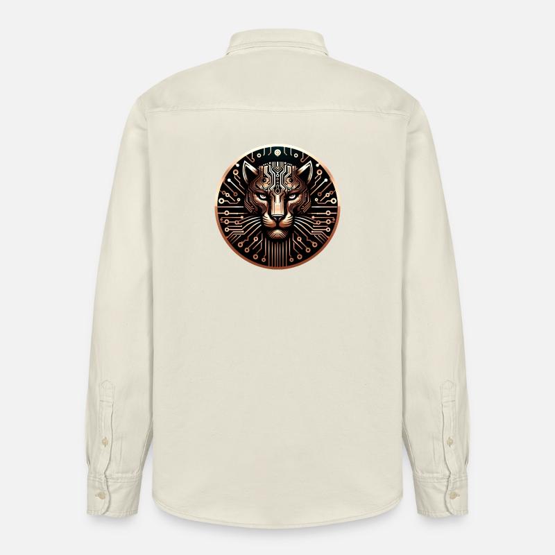 Cyber Leopard Platine Digital Art - Relaxed Fit Unisex Organic Hemd von Stanley/Stella - Natur