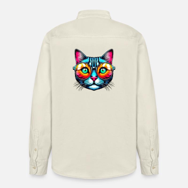 Chat avec des lunettes de soleil - Chemise unisexe coupe décontractée bio Stanley/Stella - écru doux
