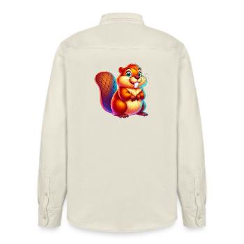Bieber - Relaxed Fit Unisex Organic Hemd von Stanley/Stella - Natur - Hinten - AI Model Male 178 light (178cm)