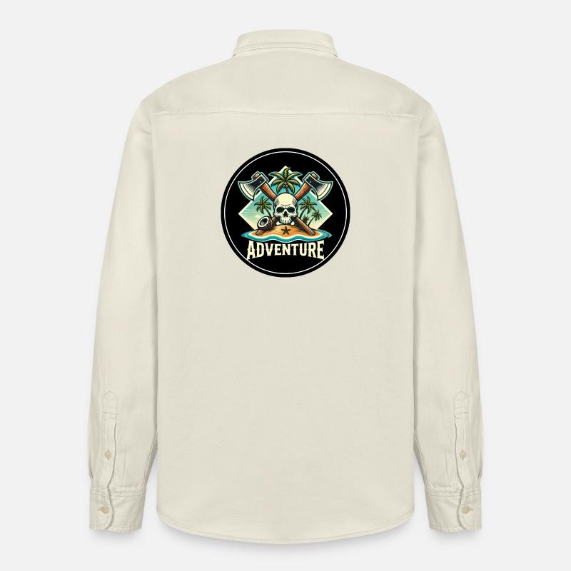 Abenteuer Skull Insel Patch - Relaxed Fit Unisex Organic Hemd von Stanley/Stella - Natur