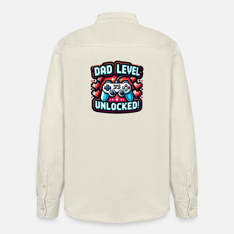 Gaming Design - Dad Level Unlocked - Relaxed Fit Unisex Organic Hemd von Stanley/Stella - Natur