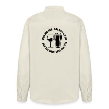 Wine on beer, that's what I advise you to do - Relaxed Fit Unisex Organic Shirt by Stanley/Stella - soft Ecru - Back - AI Model Male 178 light (178cm)