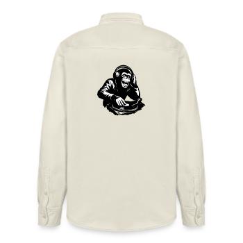 DJ The Monkey Danse à la Banksy - Chemise unisexe coupe décontractée bio Stanley/Stella - écru doux - Dos - AI Model Male 178 light (178cm)