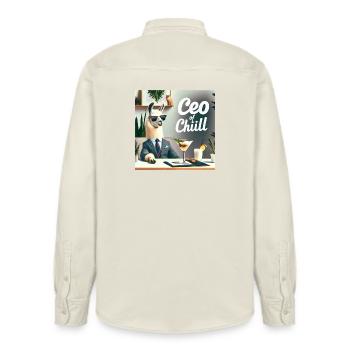 CEO of Chill - Relaxed Fit Unisex Organic Hemd von Stanley/Stella - Natur - Hinten - AI Model Male 178 light (178cm)