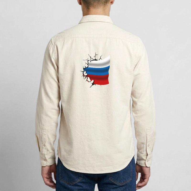 Drapeau de la Russie - Russie - Drapeau Broken Design Chemise unisexe coupe décontractée bio Stanley/Stella