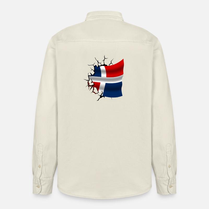 Drapeau de la République dominicaine - Chemise unisexe coupe décontractée bio Stanley/Stella - écru doux