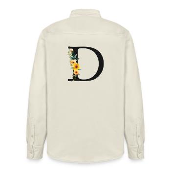 D Monogramm, Floral, personalisierbar - Relaxed Fit Unisex Organic Hemd von Stanley/Stella - Natur - Hinten - AI Model Male 178 light (178cm)