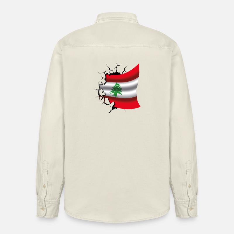 Drapeau du Liban - Drapeau Broken Design - Chemise unisexe coupe décontractée bio Stanley/Stella - écru doux