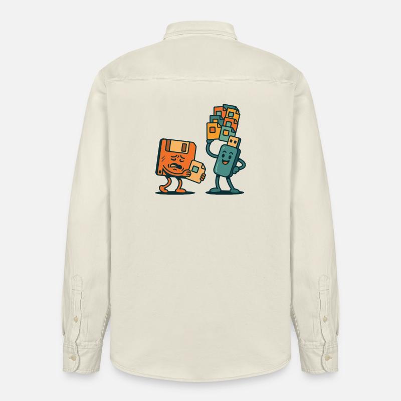 Diskette vs. USB-Laufwerk Retro Tech Sarkasmus - Relaxed Fit Unisex Organic Hemd von Stanley/Stella - Natur