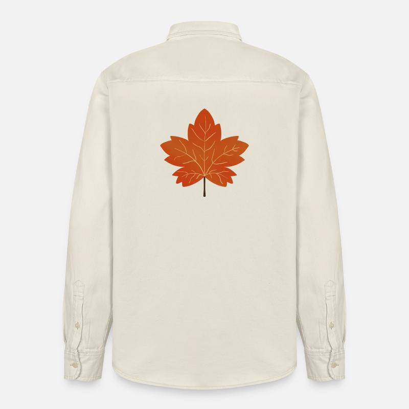 Illustration de feuille d’érable d’automne - Chemise unisexe coupe décontractée bio Stanley/Stella - écru doux
